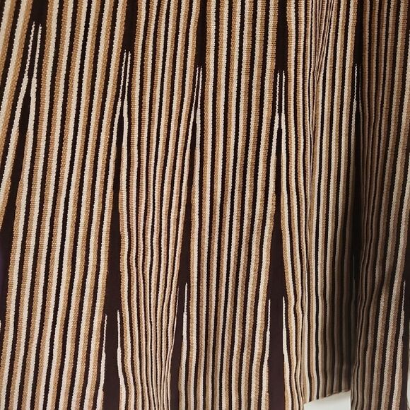 Tan and Brown Pleated Midi A-Line Skirt - Picture 5 of 16